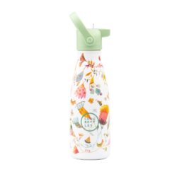 Unikátní dětská nerezová třívrstvá termoláhev Cool Bottles Kids Spring Flowers s brčkem a praktickým držátkem.