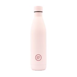 Unikátní nerezová třívrstvá termoláhev Cool Bottles Pastel Pink se sametově hebkým povrchem a víčkem stejné barvy.