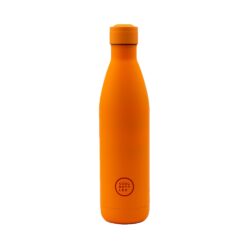 Unikátní nerezová třívrstvá termoláhev Cool Bottles Vivid Orange se sametově hebkým povrchem a víčkem stejné barvy.