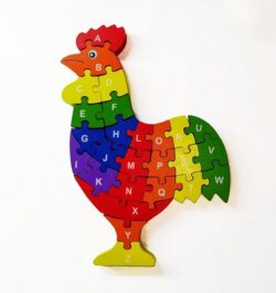 Dřevěné 3D puzzle - Kohout s písmenky Viga.