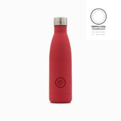 Unikátní nerezová třívrstvá termoláhev Cool Bottles Vivid Red se sametově hebkým povrchem.