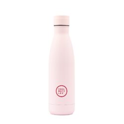 Unikátní nerezová třívrstvá termoláhev Cool Bottles Pastel Pink se sametově hebkým povrchem a víčkem stejné barvy.