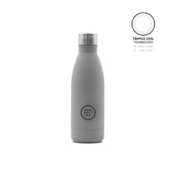 Unikátní nerezová třívrstvá termoláhev Cool Bottles Pastel Grey se sametově hebkým povrchem.